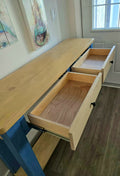 Coastal Wood Console Table with Drawers, Beach Entryway Sofa Table