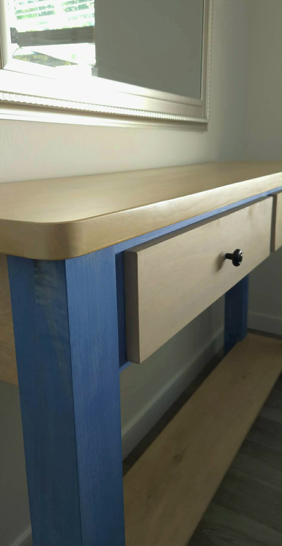Coastal Wood Console Table with Drawers, Beach Entryway Sofa Table