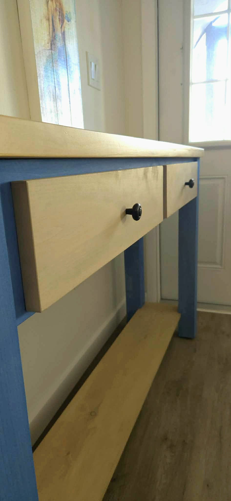Coastal Wood Console Table with Drawers, Beach Entryway Sofa Table