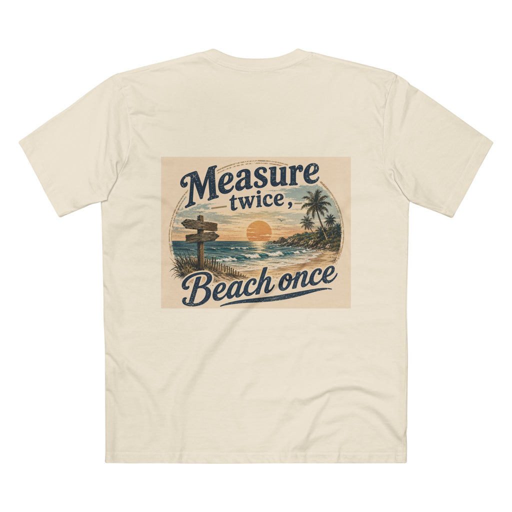 Measure Twice, Beach Once Tee — Vintage Sunset Beach Graphic T-Shirt