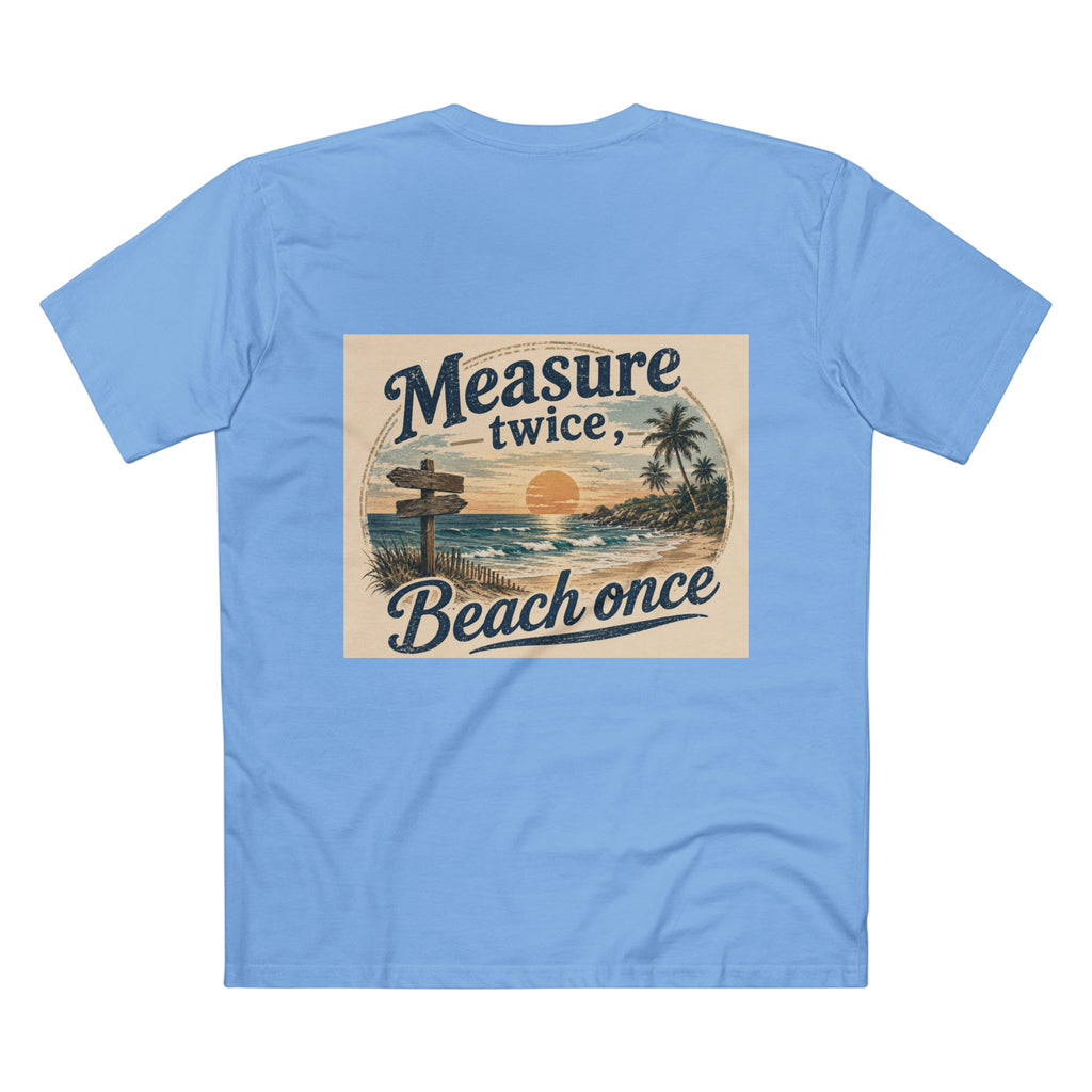 Measure Twice, Beach Once Tee — Vintage Sunset Beach Graphic T-Shirt