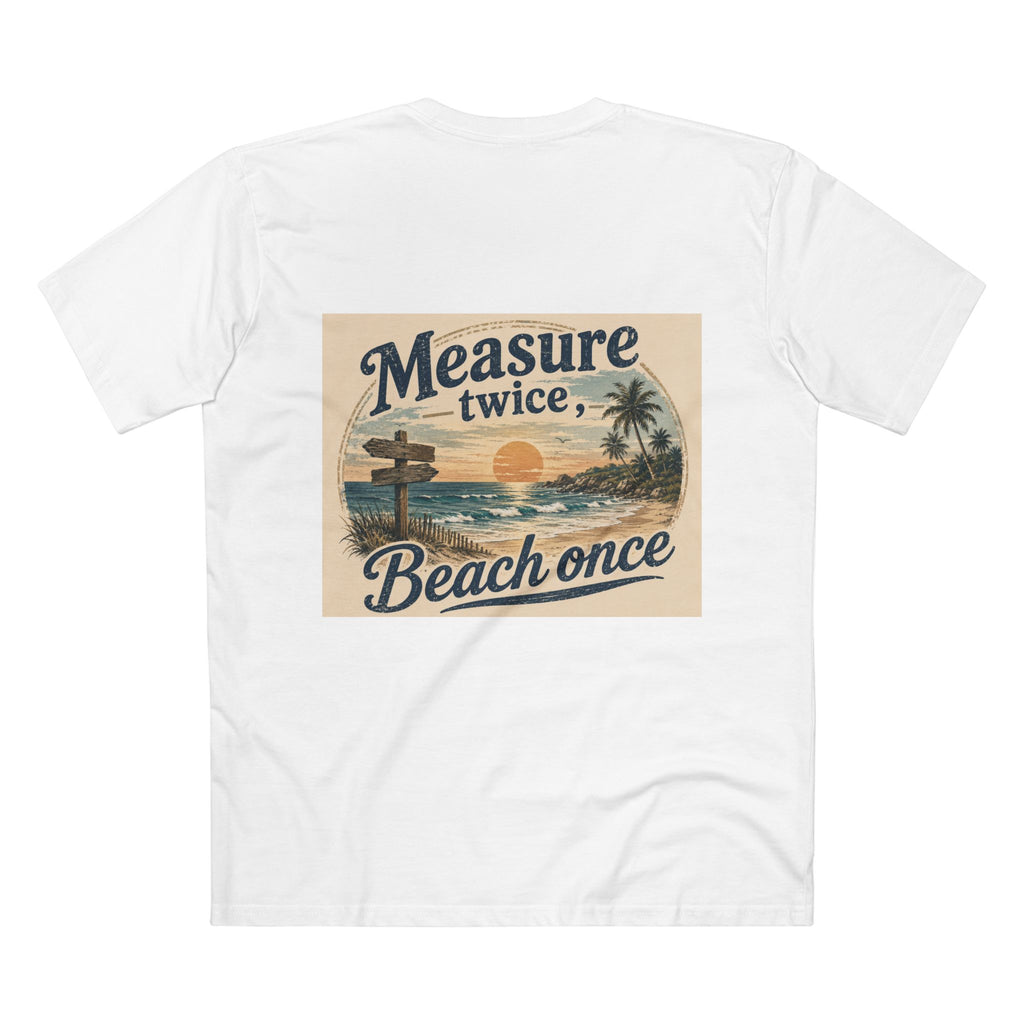 Measure Twice, Beach Once Tee — Vintage Sunset Beach Graphic T-Shirt