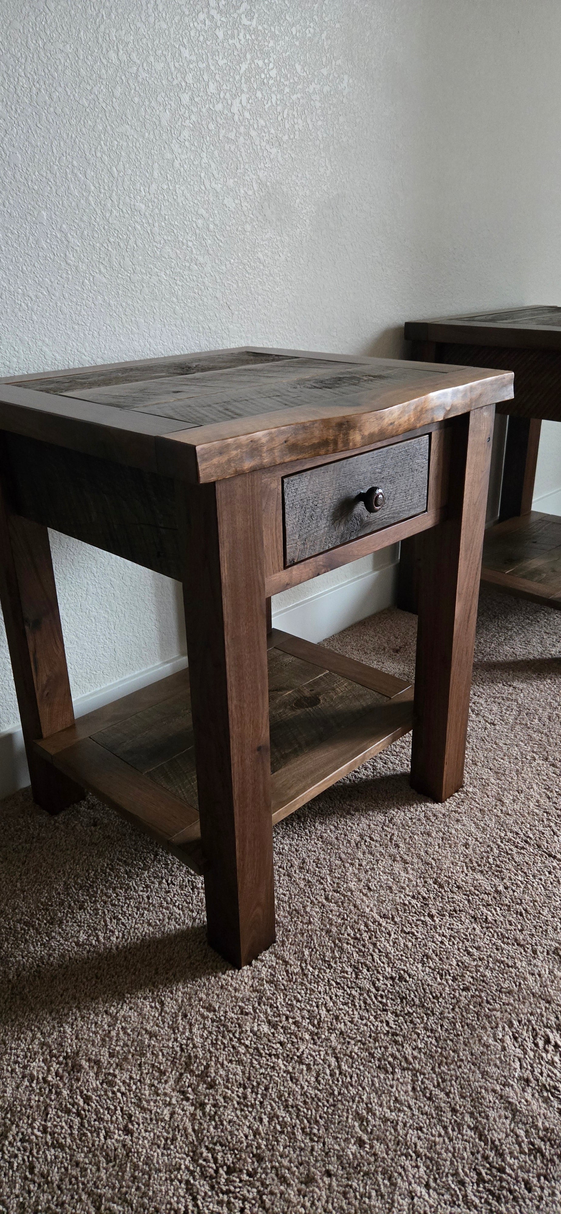 Walnut Reclaimed barnwood 1 Drawer Nightstand