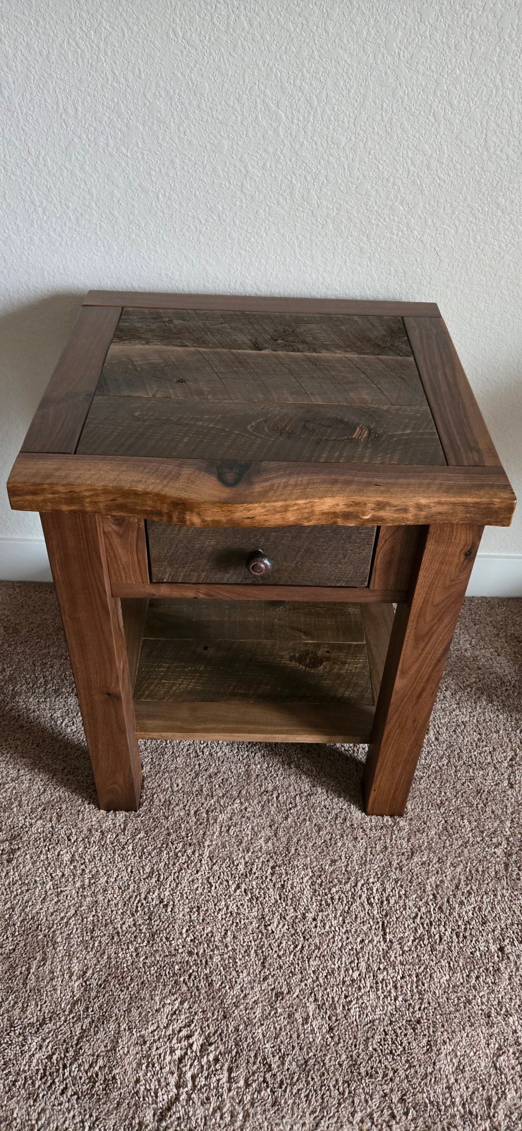 Walnut Reclaimed barnwood 1 Drawer Nightstand
