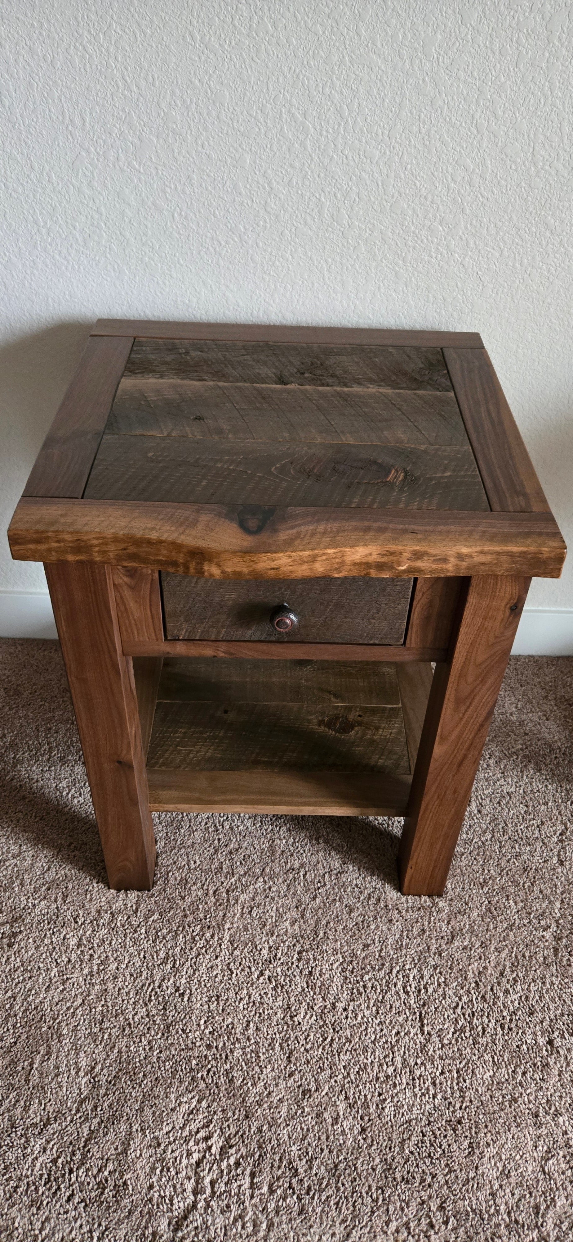 Walnut Reclaimed barnwood 1 Drawer Nightstand
