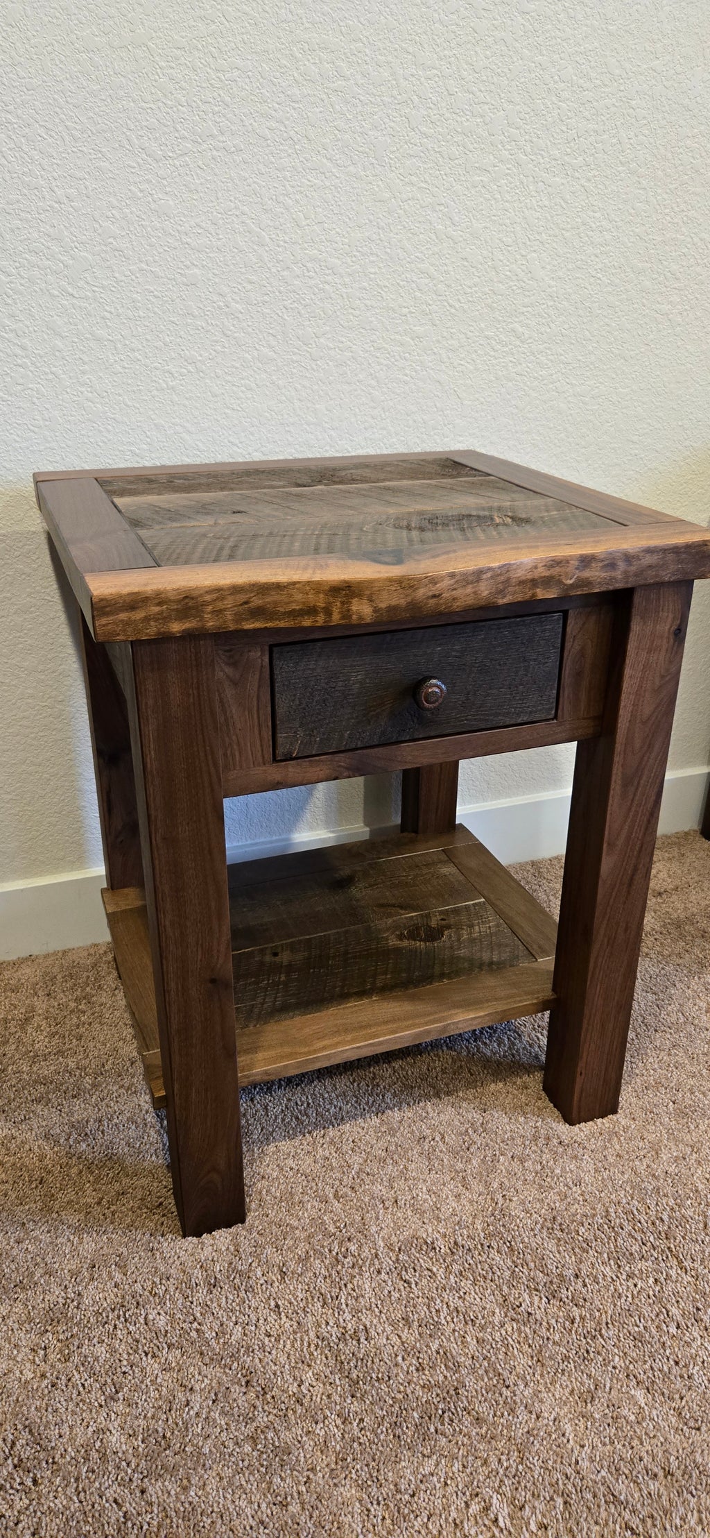 Walnut Reclaimed barnwood 1 Drawer Nightstand