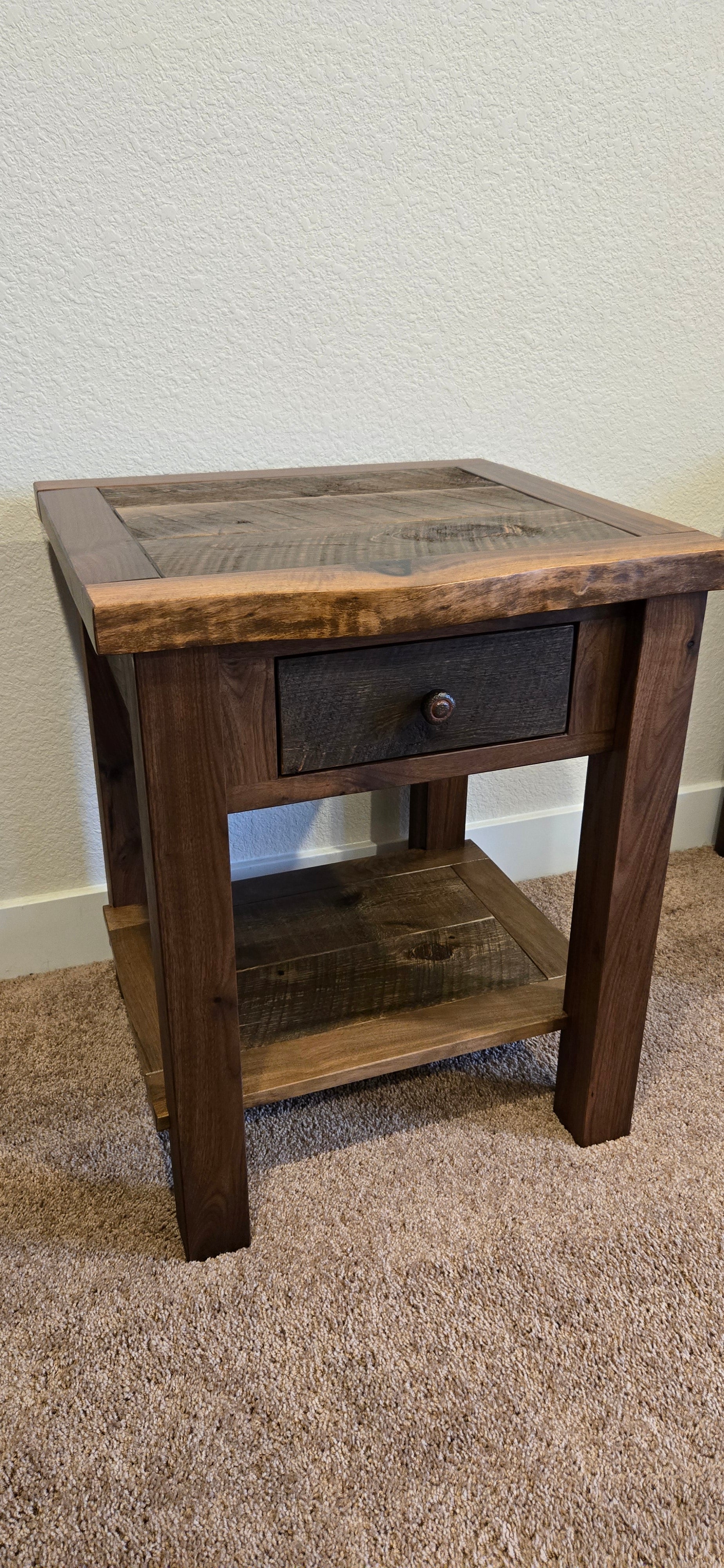 Walnut Reclaimed barnwood 1 Drawer Nightstand