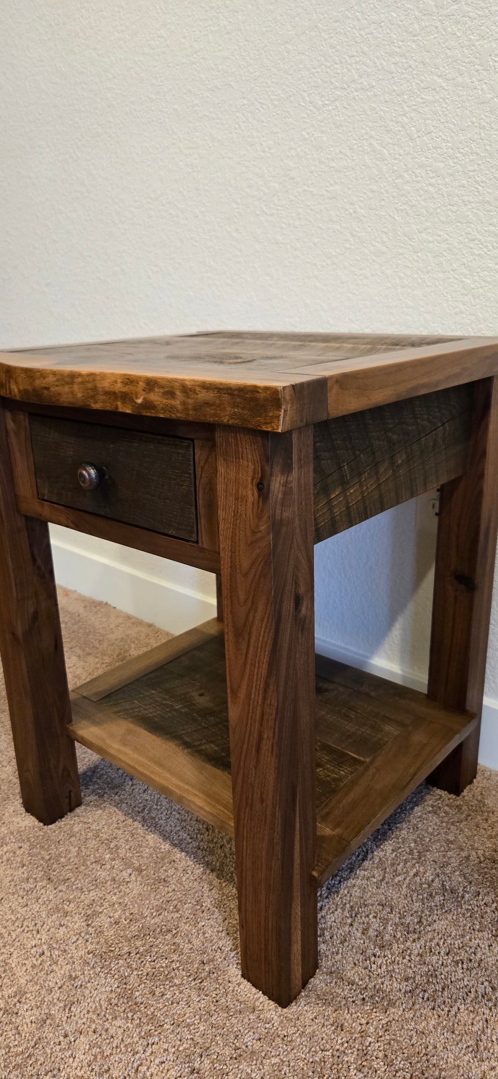 Walnut Reclaimed barnwood 1 Drawer Nightstand
