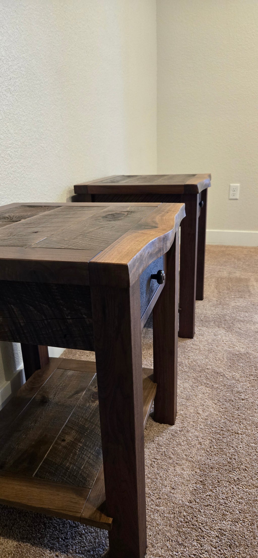Walnut Reclaimed barnwood 1 Drawer Nightstand