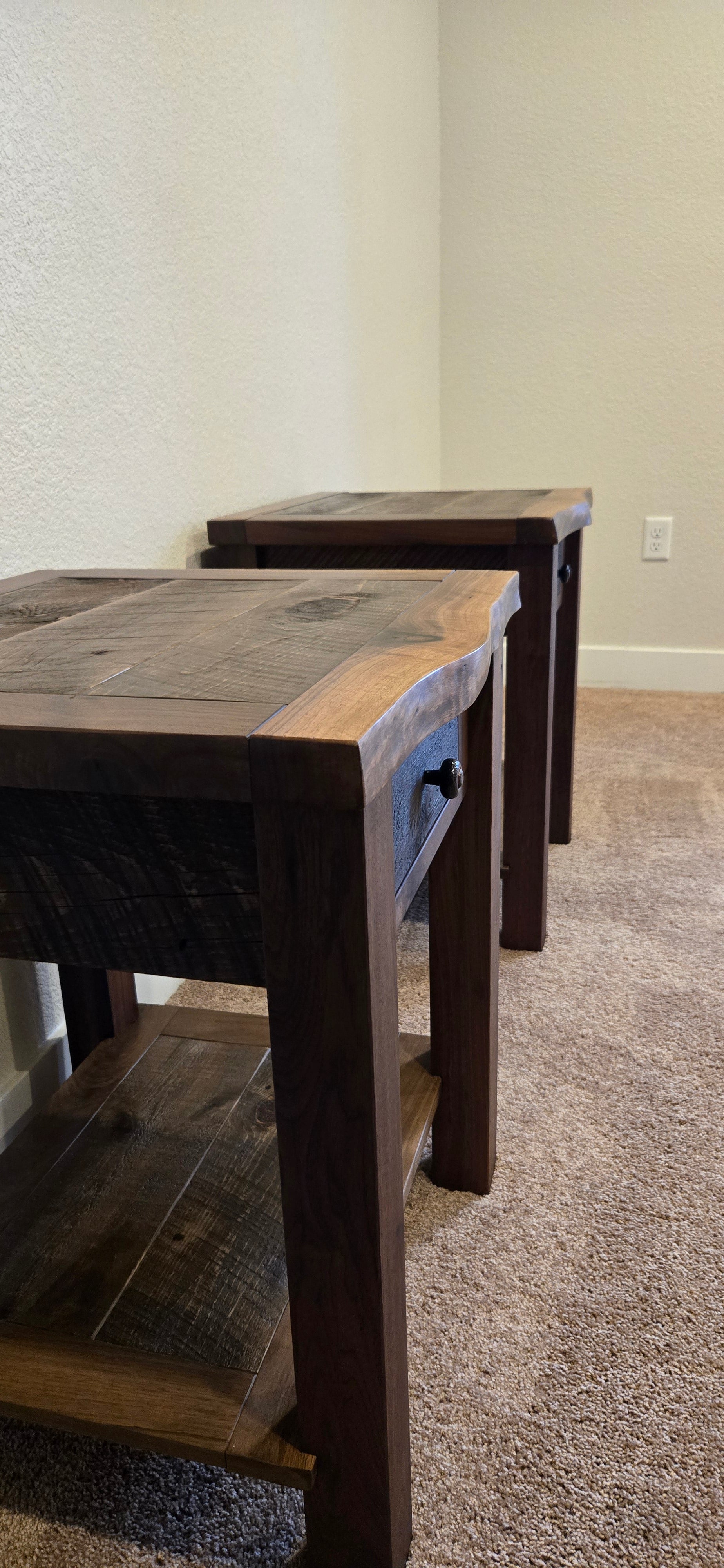 Walnut Reclaimed barnwood 1 Drawer Nightstand