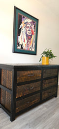 Black and Brown Rustic 6 Drawer Dresser