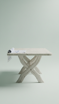 Solid wood dining table with driftwood finish