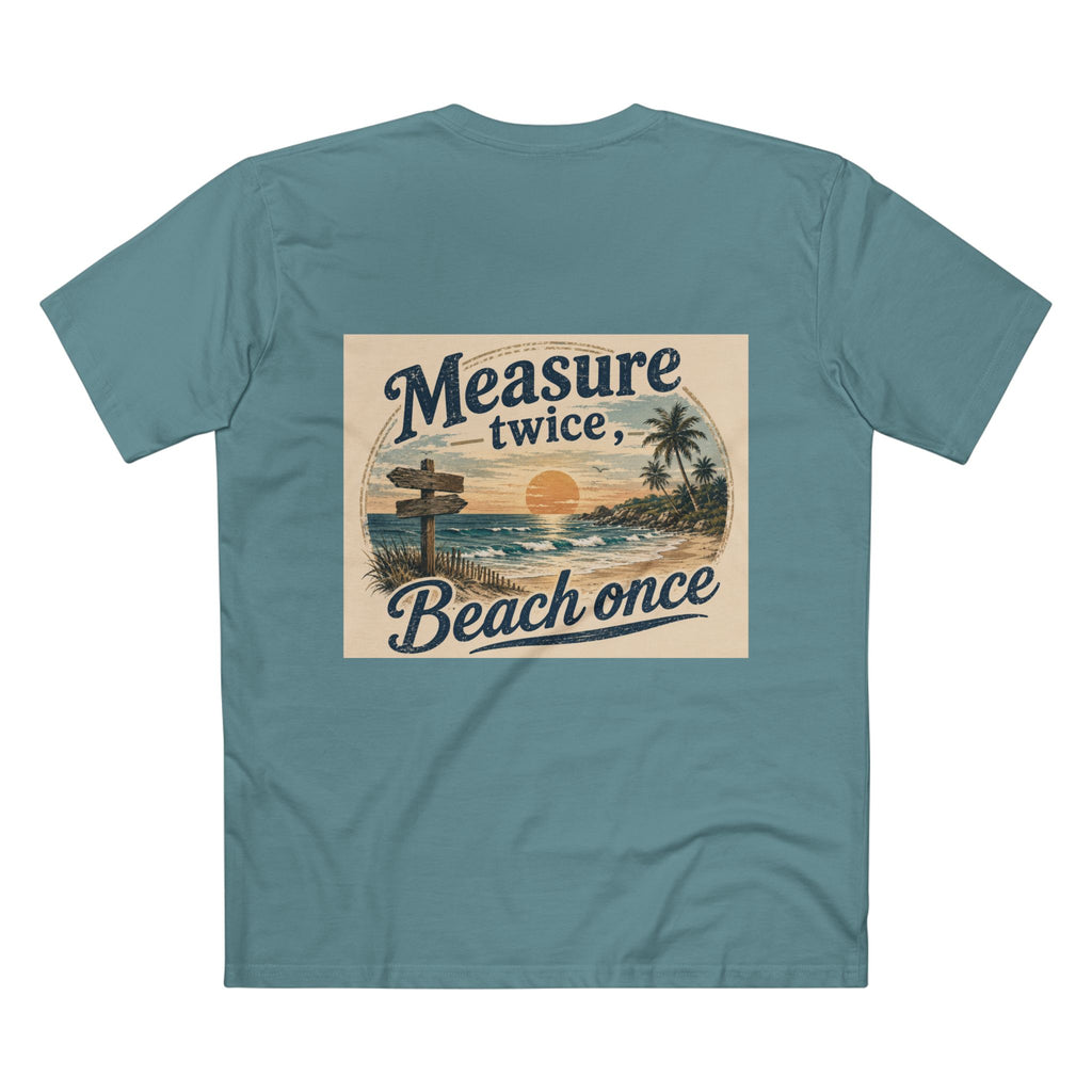 Measure Twice, Beach Once Tee — Vintage Sunset Beach Graphic T-Shirt