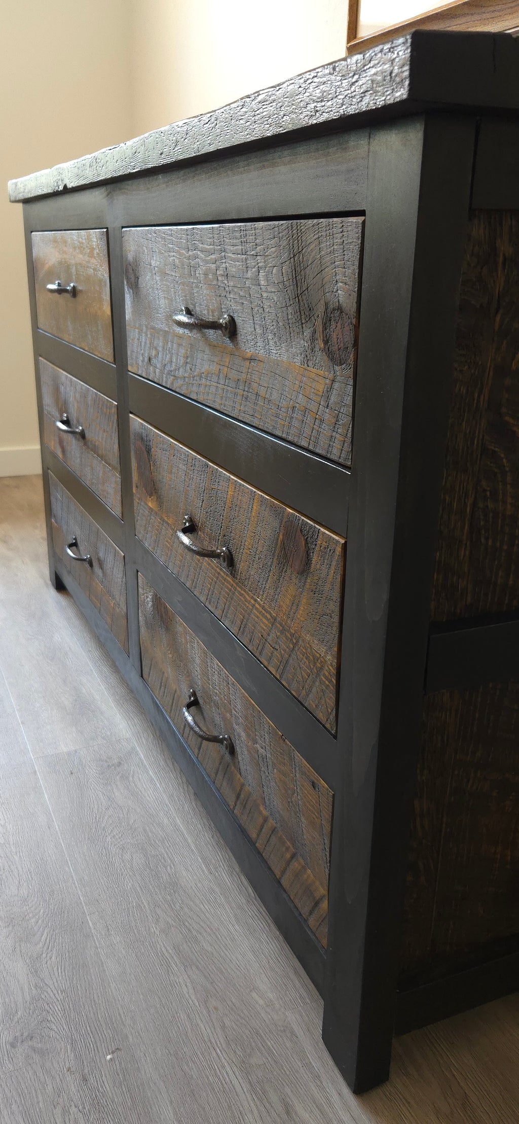 Black and Brown Rustic 6 Drawer Dresser