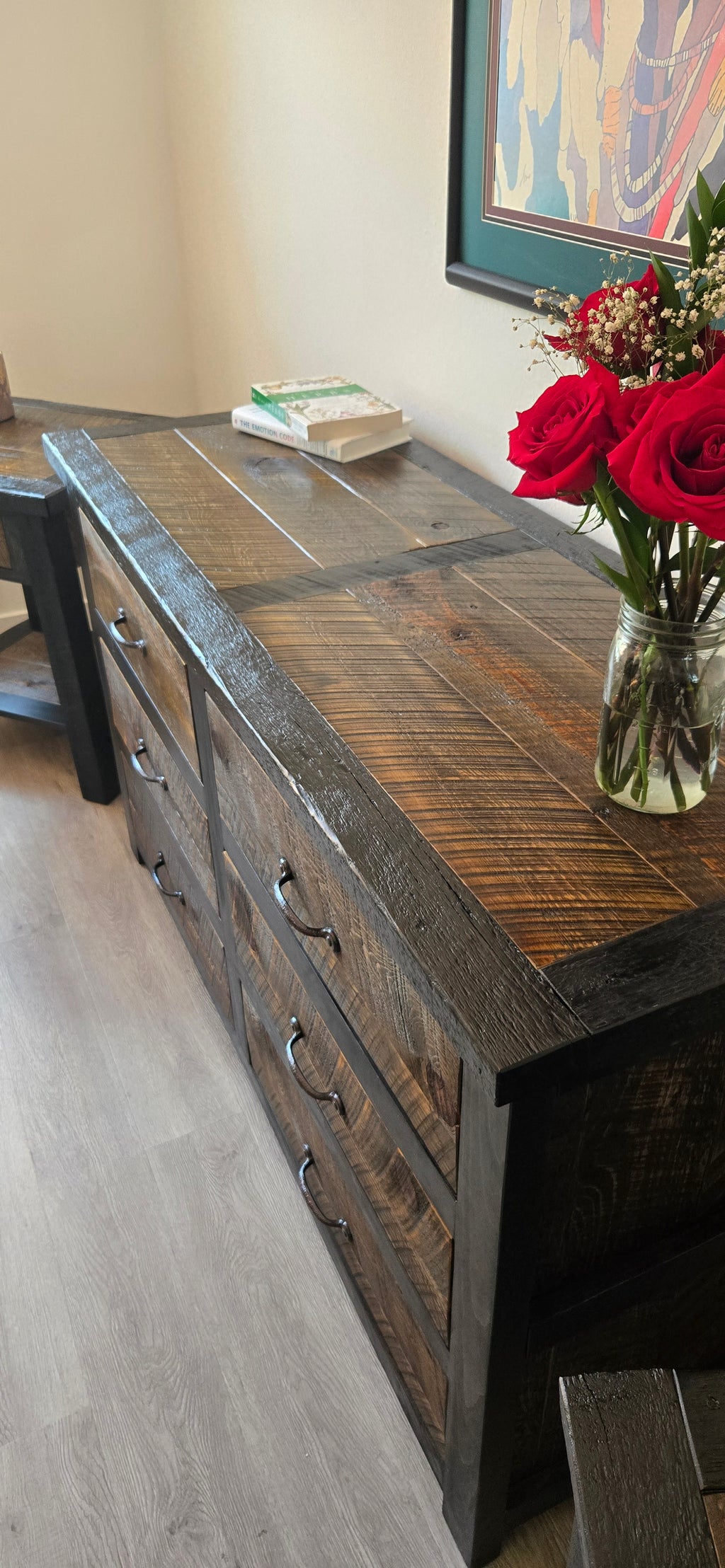 Black and Brown Rustic 6 Drawer Dresser