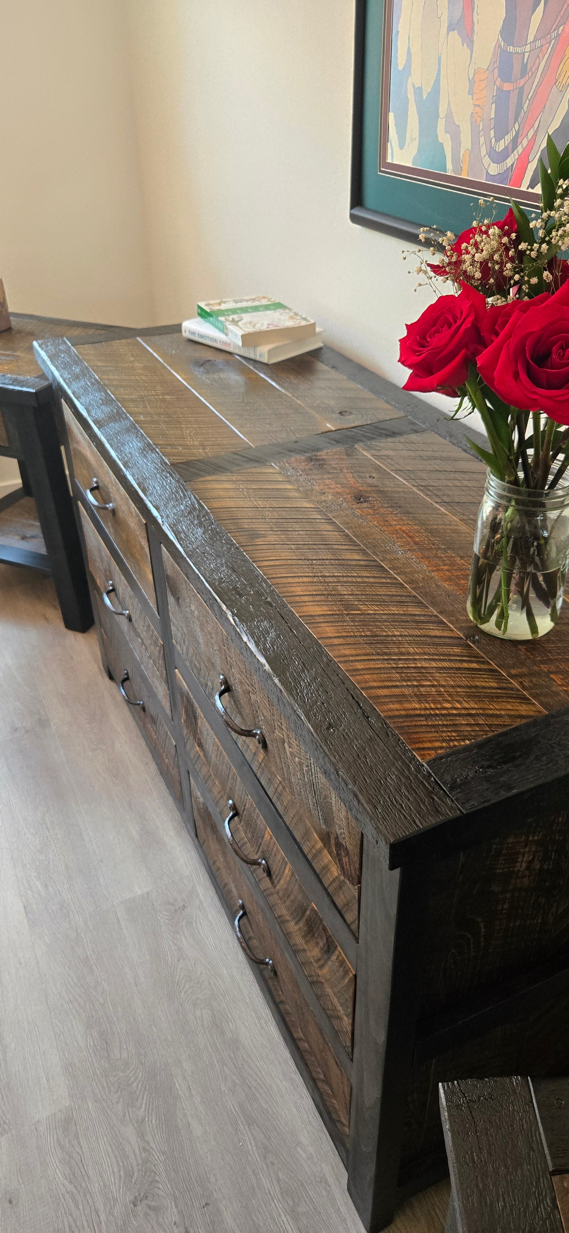 Black and Brown Rustic 6 Drawer Dresser