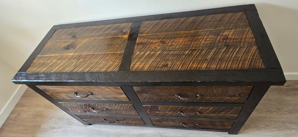 Black and Brown Rustic 6 Drawer Dresser